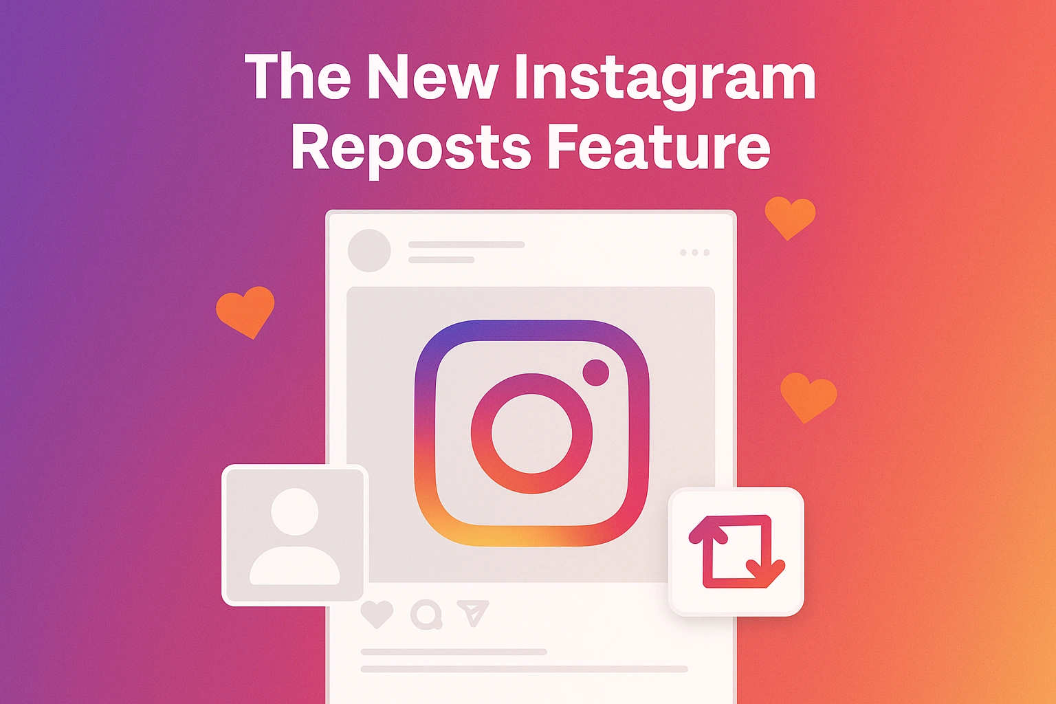 Header image for blog article about Instagram’s new Reposts feature launched on August 06 2025 — showing the Instagram logo, repost icon, and a feed post being shared between users to illustrate how real reposts boost reach, visibility, and engagement. Designed in Socialfy24 brand style (purple and gold).