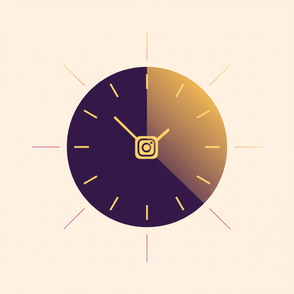 Best time to post on Instagram — editorial illustration of clock and optimal posting window